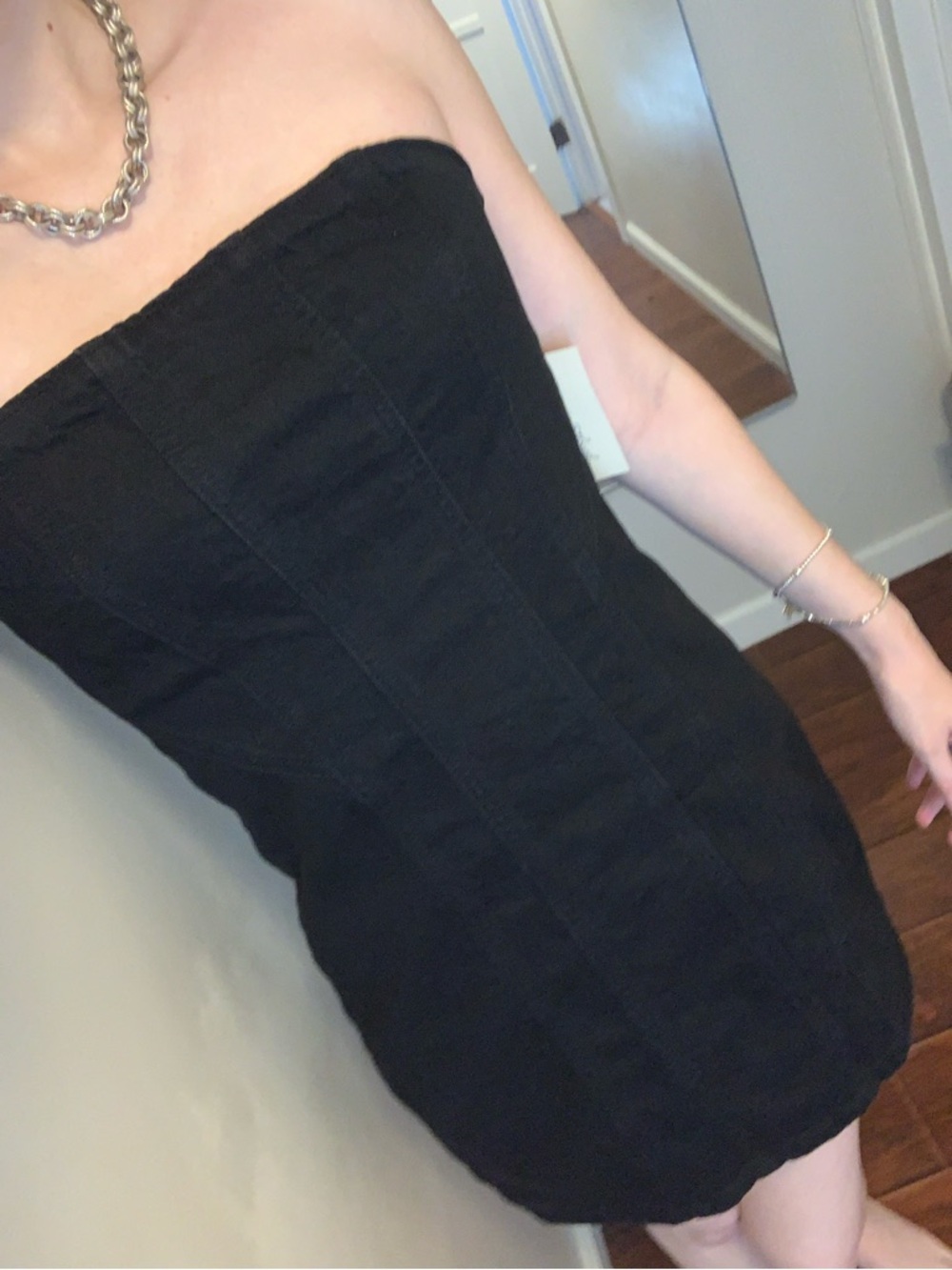 Strapless Black Denim Dress